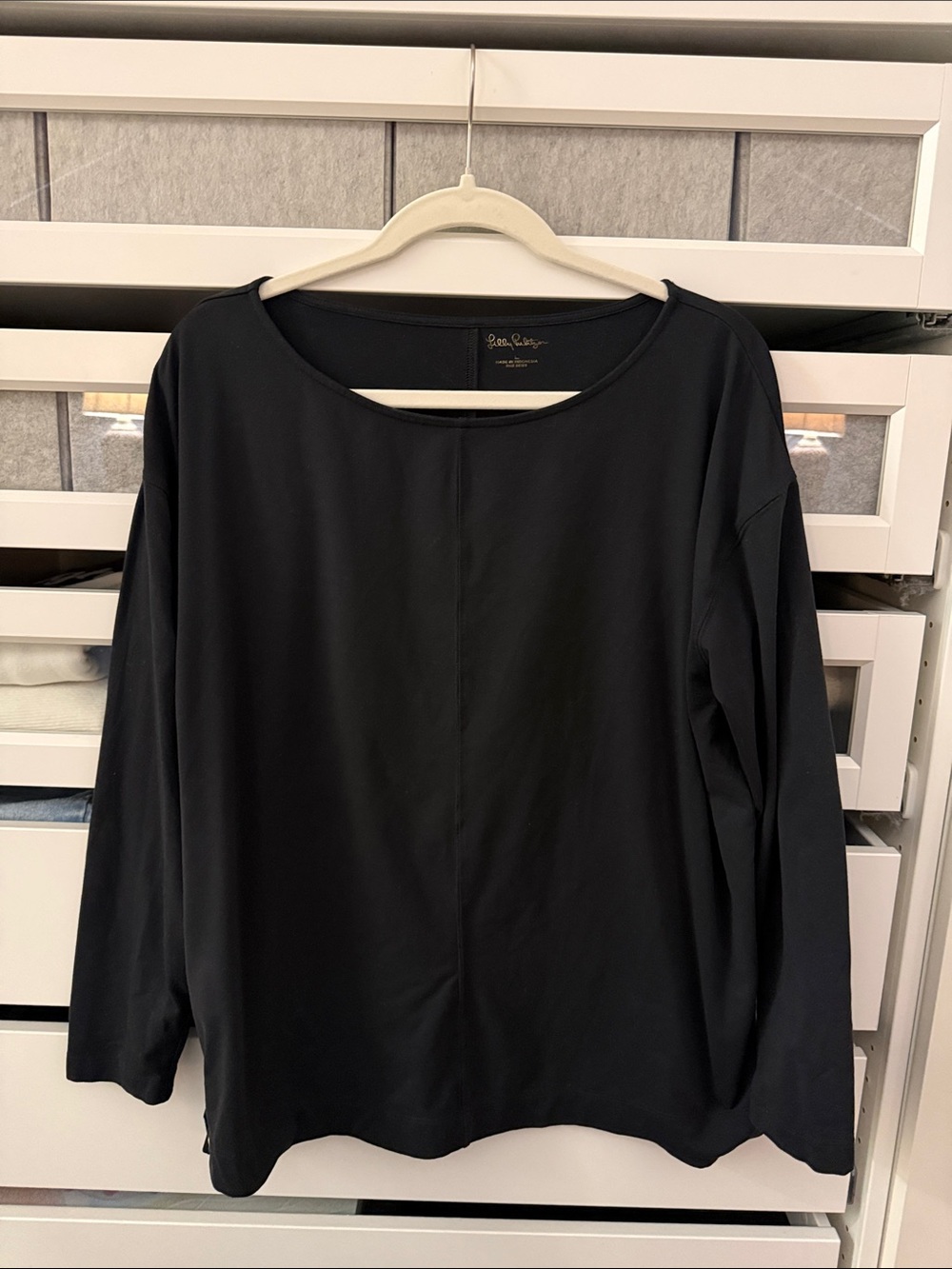 Lilly Pulitzer Black Long-Sleeve Boatneck Tunic